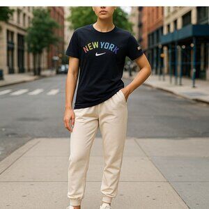 Nike Tee Black New York Rainbow Logo Athletic T-Shirt Junior S